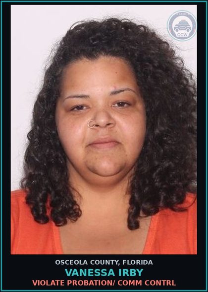 CCW arrest card for VANESSA IRBY in Osceola County: VIOLATE PROBATION/ COMM CONTRL