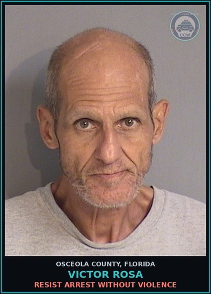 CCW arrest card for VICTOR ROSA in Osceola County, Florida: RESIST ARREST WITHOUT VIOLENCE