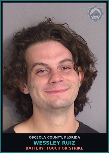 CCW arrest card for WESSLEY RUIZ in Osceola County: BATTERY; TOUCH OR STRIKE