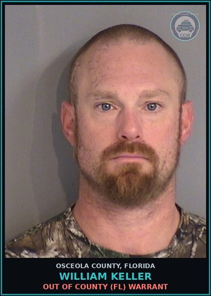 CCW arrest card for WILLIAM KELLER in Osceola County: OUT OF COUNTY (FL) WARRANT
