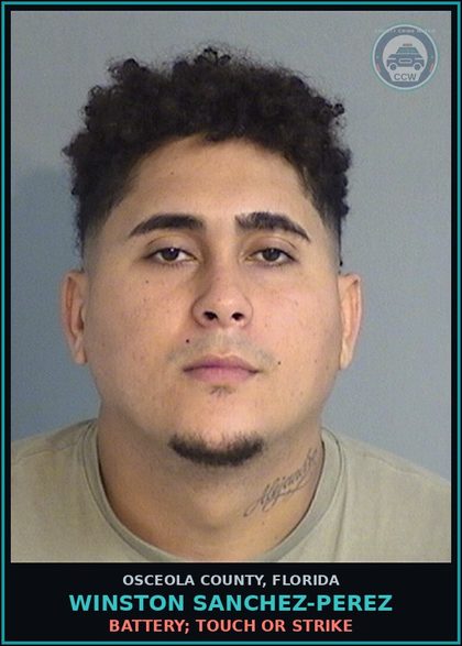 CCW arrest card for WINSTON SANCHEZ-PEREZ in Osceola County: BATTERY; TOUCH OR STRIKE