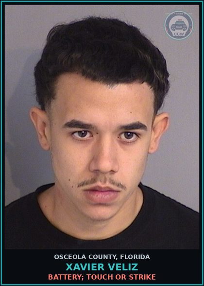 CCW arrest card for XAVIER VELIZ in Osceola County: BATTERY; TOUCH OR STRIKE