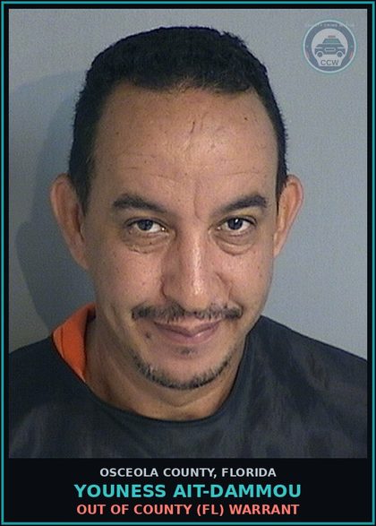 CCW arrest card for YOUNESS AIT-DAMMOU in Osceola County: OUT OF COUNTY (FL) WARRANT
