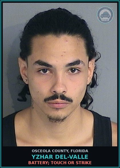 CCW arrest card for YZHAR DEL-VALLE in Osceola County: BATTERY; TOUCH OR STRIKE