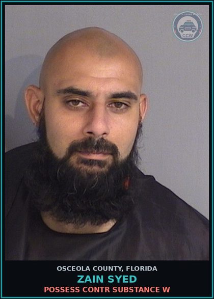 CCW arrest card for ZAIN SYED in Osceola County: POSSESS contr substance W