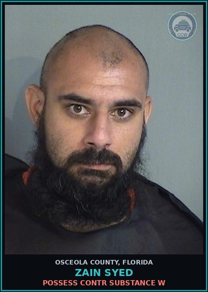 CCW arrest card for ZAIN SYED in Osceola County: POSSESS contr substance W