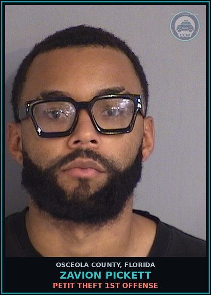 CCW arrest card for ZAVION PICKETT in Osceola County: PETIT THEFT 1ST OFFENSE