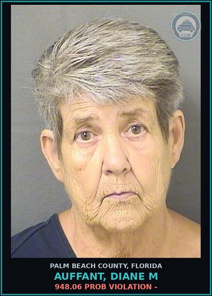 CCW arrest card for AUFFANT, DIANE M in Palm Beach County: 948.06 PROB VIOLATION -