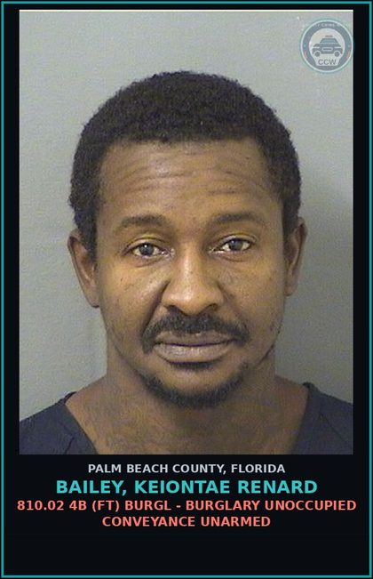 CCW arrest card for BAILEY, KEIONTAE RENARD in Palm Beach County: 784.041 2A (FT) BATTERY - COMMIT DOMESTIC BATTERY BY STRANGULATION