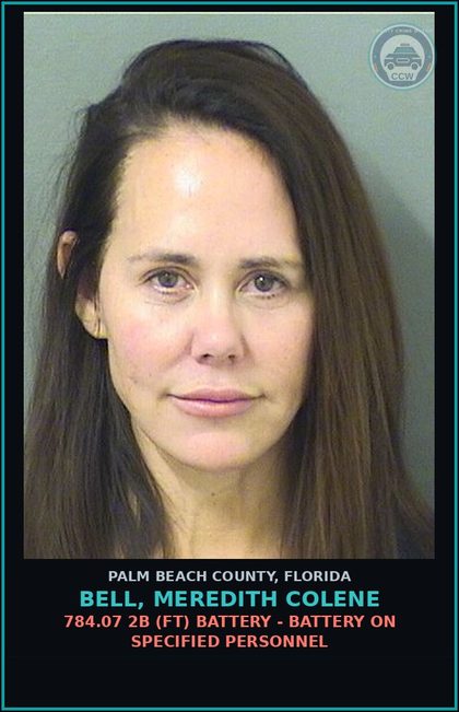 CCW arrest card for BELL, MEREDITH COLENE in Palm Beach County: 784.07 2B (FT) BATTERY - BATTERY ON SPECIFIED PERSONNEL