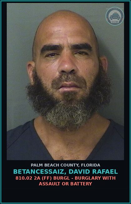 CCW arrest card for BETANCESSAIZ, DAVID RAFAEL in Palm Beach County: 784.021 1A (FT) AGGRAV ASSLT - WEAPON - W DEADLY WEAPON WITHOUT INTENT TO KILL