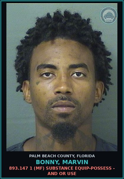 CCW arrest card for BONNY, MARVIN in Palm Beach County: 893.13 6A (FT) DRUGS-POSSESS - POSSESS contr substance W/O PRESCRIPTION