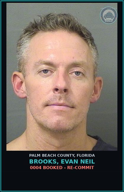 CCW arrest card for BROOKS, EVAN NEIL in Palm Beach County: 0004 BOOKED - RE-COMMIT