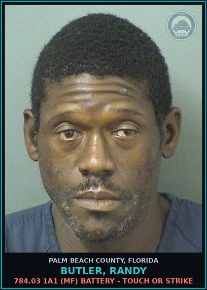CCW arrest card for BUTLER, RANDY in Palm Beach County: 843.15 1B (MF) FAILURE TO APPEAR -