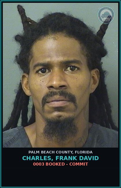 CCW arrest card for CHARLES, FRANK DAVID in Palm Beach County: 0003 BOOKED - COMMIT