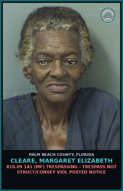 CCW arrest card for CLEARE, MARGARET ELIZABETH in Palm Beach County: 893.13 6A (FT) DRUGS-POSSESS - POSSESS contr substance W/O PRESCRIPTION