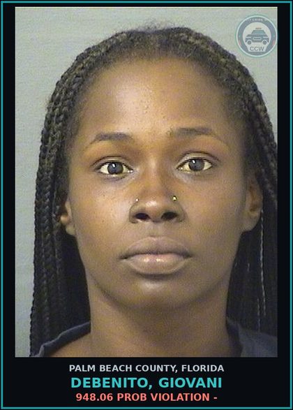 CCW arrest card for DEBENITO, GIOVANI in Palm Beach County: 948.06 PROB VIOLATION -