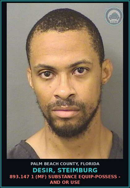 CCW arrest card for DESIR, STEIMBURG in Palm Beach County: 893.13 6A (FT) DRUGS-POSSESS - POSSESS contr substance W/O PRESCRIPTION