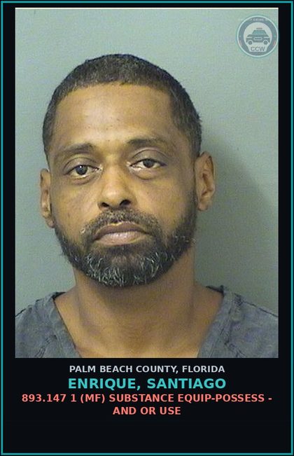 CCW arrest card for ENRIQUE, SANTIAGO in Palm Beach County: 322.34 5 (FT) MOVING TRAFFIC VIOL - DRIVE WHILE LIC SUSP HABITUAL OFFENDER