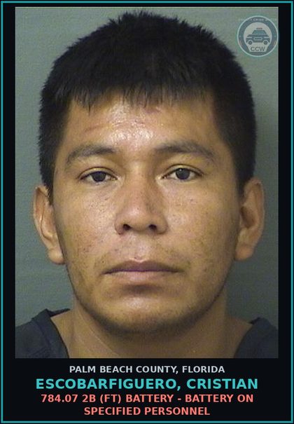 CCW arrest card for ESCOBARFIGUERO, CRISTIAN in Palm Beach County: 843.01 1 (FT) RESIST OFFICER - RESIST OFFICER WITH VIOLENCE