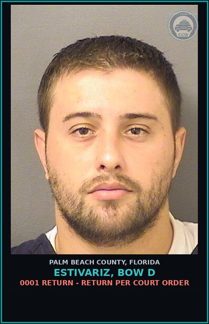 CCW arrest card for ESTIVARIZ, BOW D in Palm Beach County: 0001 RETURN - RETURN PER COURT ORDER