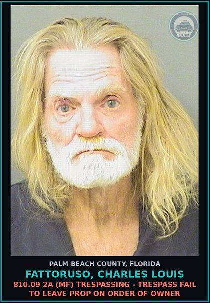 CCW arrest card for FATTORUSO, CHARLES LOUIS in Palm Beach County: 893.147 1 (MF) DRUG EQUIP-POSSESS - AND OR USE