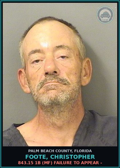 CCW arrest card for FOOTE, CHRISTOPHER in Palm Beach County: 877.03 (MS) DISORDERLY CONDUCT - BRAWLING FIGHTING CORRUPT PUBLIC MORAL DECENCY