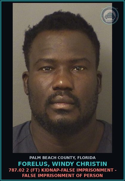 CCW arrest card for FORELUS, WINDY CHRISTIN in Palm Beach County: 794.011 5B (FS) s3x ASSLT - BY 18Y OLDR VIC 18Y OLDR NO PHY FORC VIOL