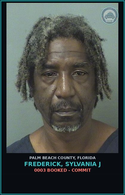 CCW arrest card for FREDERICK, SYLVANIA J in Palm Beach County: 0003 BOOKED - COMMIT