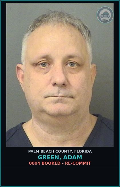 CCW arrest card for GREEN, ADAM in Palm Beach County: 0004 BOOKED - RE-COMMIT