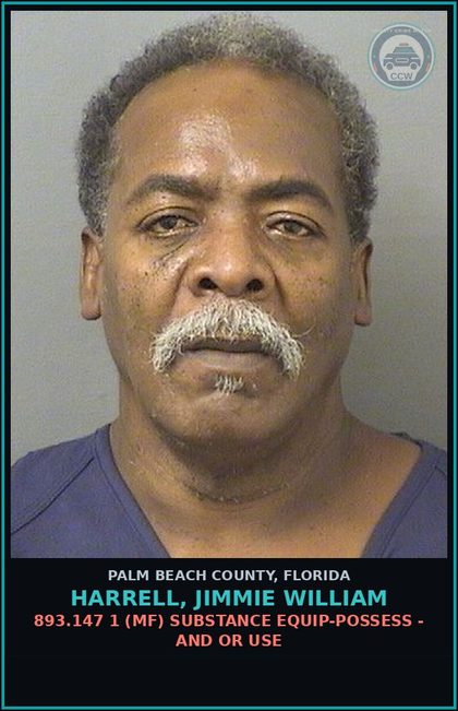 CCW arrest card for HARRELL, JIMMIE WILLIAM in Palm Beach County: 893.13 6A (FT) DRUGS-POSSESS - POSSESS contr substance W/O PRESCRIPTION