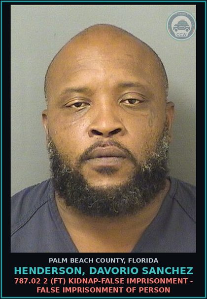 CCW arrest card for HENDERSON, DAVORIO SANCHEZ in Palm Beach County: 784.041 2A (FT) BATTERY - COMMIT DOMESTIC BATTERY BY STRANGULATION