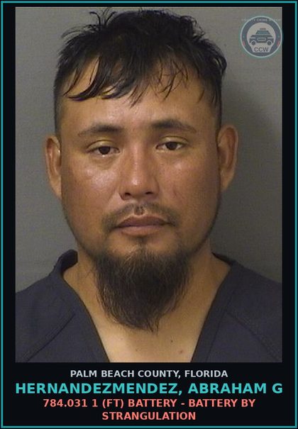 CCW arrest card for HERNANDEZMENDEZ, ABRAHAM G in Palm Beach County: 948.06 PROB VIOLATION -