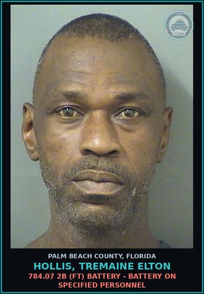 CCW arrest card for HOLLIS, TREMAINE ELTON in Palm Beach County: 893.13 6A (FT) DRUGS-POSSESS - POSSESS contr substance W/O PRESCRIPTION