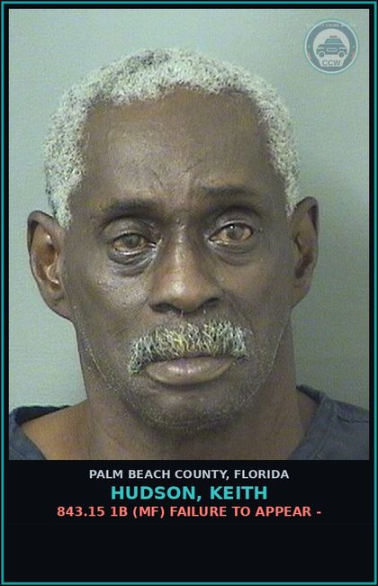 CCW arrest card for HUDSON, KEITH in Palm Beach County: 893.13 6A (FT) DRUGS-POSSESS - POSSESS contr substance W/O PRESCRIPTION