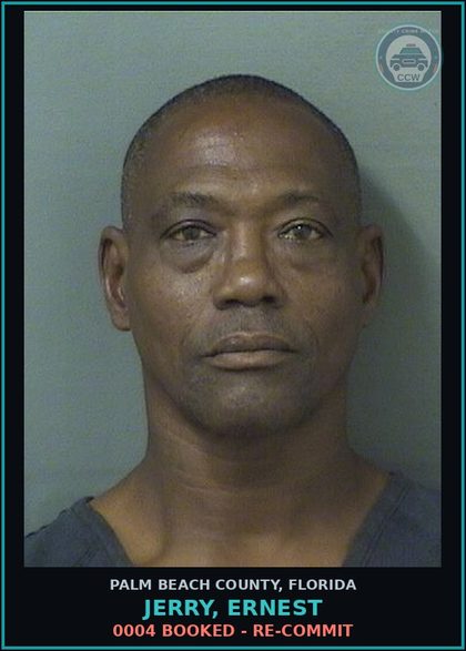 CCW arrest card for JERRY, ERNEST in Palm Beach County: 0004 BOOKED - RE-COMMIT