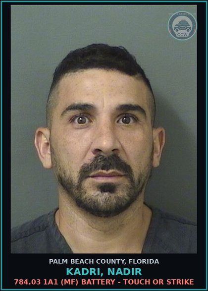 CCW arrest card for KADRI, NADIR in Palm Beach County: 784.03 1A1 (MF) BATTERY - TOUCH OR STRIKE