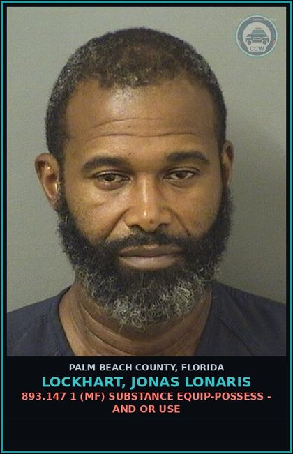 CCW arrest card for LOCKHART, JONAS LONARIS in Palm Beach County: 893.13 6A (FT) DRUGS-POSSESS - POSSESS contr substance W/O PRESCRIPTION