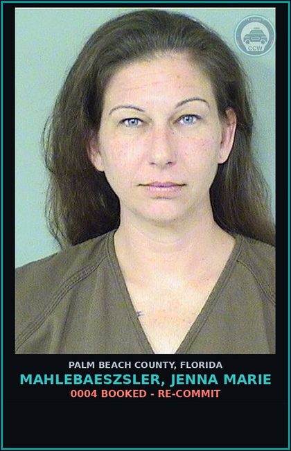 CCW arrest card for MAHLEBAESZSLER, JENNA MARIE in Palm Beach County: 0004 BOOKED - RE-COMMIT