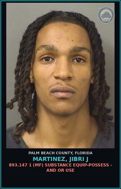 CCW arrest card for MARTINEZ, JIBRI J in Palm Beach County: 893.13 6A (FT) DRUGS-POSSESS - POSSESS contr substance W/O PRESCRIPTION