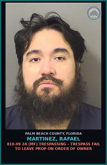 CCW arrest card for MARTINEZ, RAFAEL in Palm Beach County: 856.011 (MS) DISORDERLY INTOX - DISORDER INTOX PUBLIC PLACE CAUSE DISTURBANCE