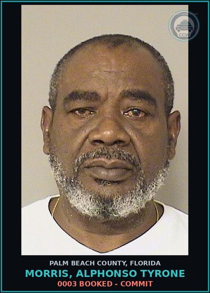 CCW arrest card for MORRIS, ALPHONSO TYRONE in Palm Beach County: 0003 BOOKED - COMMIT