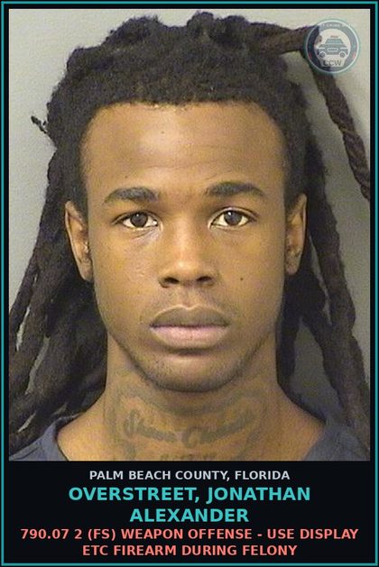 CCW arrest card for OVERSTREET, JONATHAN ALEXANDER in Palm Beach County: 893.13 6A (FT) DRUGS-POSSESS - POSSESS contr substance W/O PRESCRIPTION