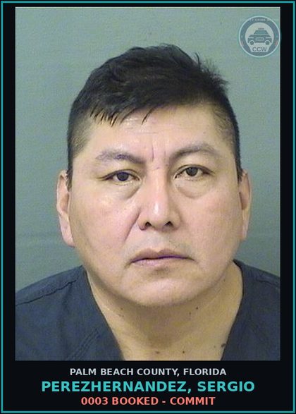 CCW arrest card for PEREZHERNANDEZ, SERGIO in Palm Beach County: 0003 BOOKED - COMMIT