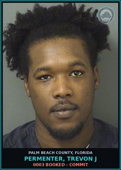 CCW arrest card for PERMENTER, TREVON J in Palm Beach County: 0003 BOOKED - COMMIT