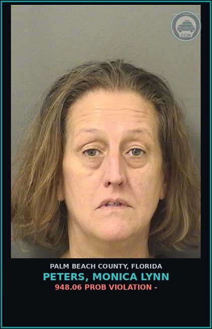 CCW arrest card for PETERS, MONICA LYNN in Palm Beach County: 948.06 PROB VIOLATION -