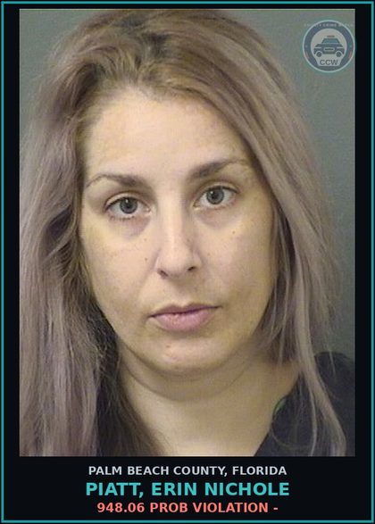 CCW arrest card for PIATT, ERIN NICHOLE in Palm Beach County: 948.06 PROB VIOLATION -