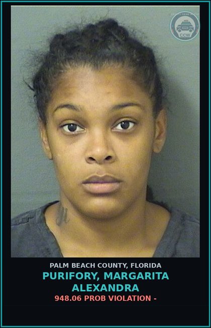 CCW arrest card for PURIFORY, MARGARITA ALEXANDRA in Palm Beach County: 948.06 PROB VIOLATION -