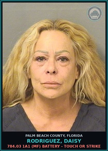 CCW arrest card for RODRIGUEZ, DAISY in Palm Beach County: 784.03 1A1 (MF) BATTERY - TOUCH OR STRIKE