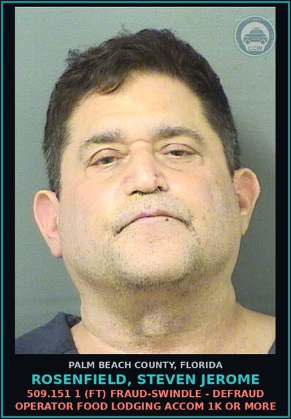 CCW arrest card for ROSENFIELD, STEVEN JEROME in Palm Beach County: 784.07 2A (MF) SIMPLE ASSLT - ASSAULT ON SPECIFIED PERSONNEL